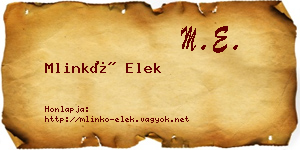 Mlinkó Elek névjegykártya