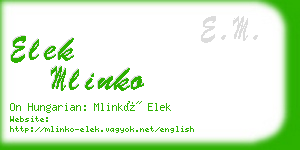 elek mlinko business card